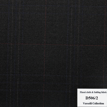 D506/2 Vercelli CVM - Vải Suit 95% Wool - Đen Caro Nâu